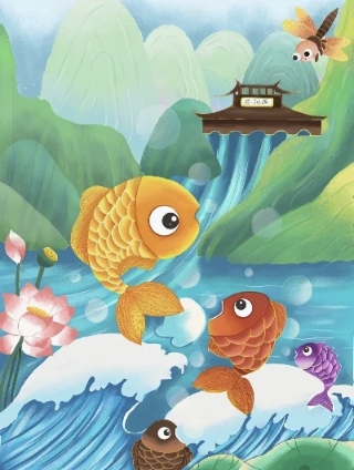 鲤鱼跳龙门场景